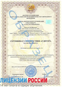 Образец сертификата соответствия аудитора №ST.RU.EXP.00006191-1 Николаевск-на-Амуре Сертификат ISO 50001
